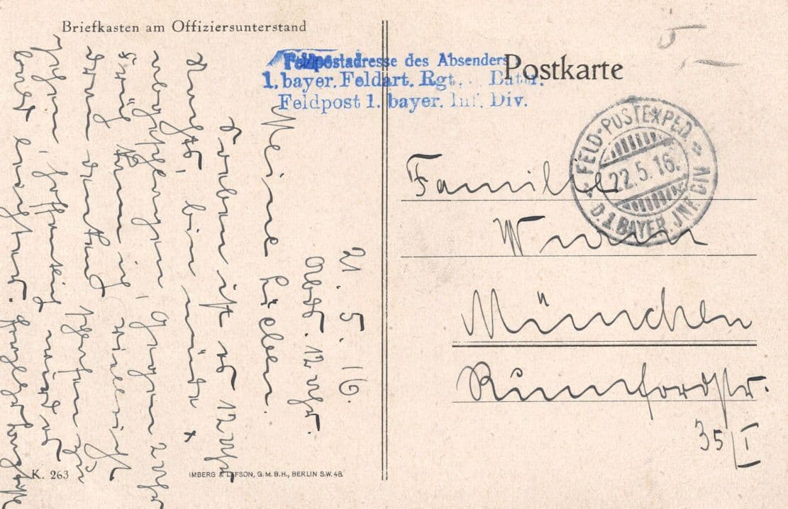 German WW1 Army Briefkasten Breakfast Officers Dugout Sent By Soldier Postcard