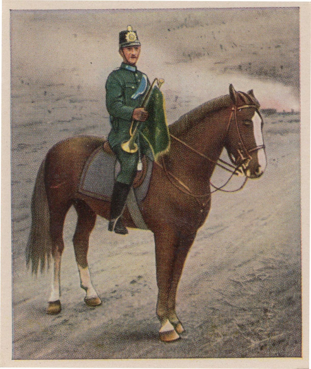 German WW1 Military Soldier Horse Revolution Cigarette Card
