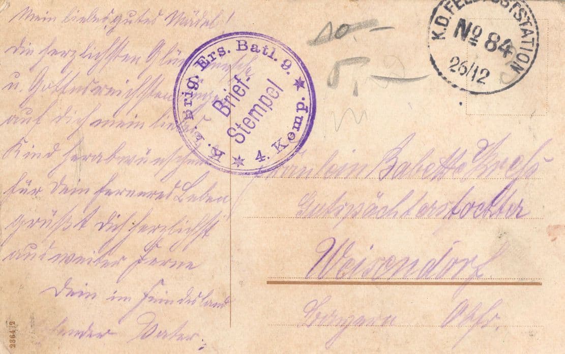 German WW1 Plane Glider Boxing Day Sent By Soldier War Postcard