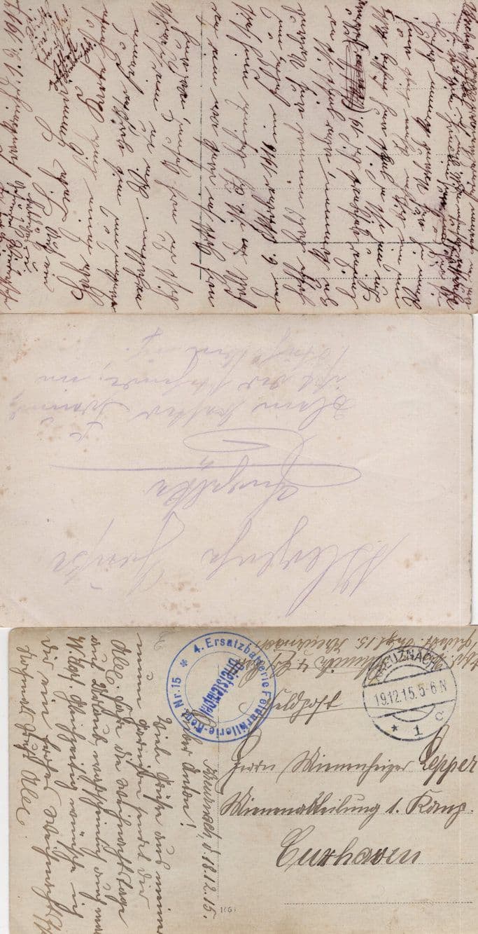 German WW1 Soldier Photo War 3x Postcards & Signed Soldier Messages