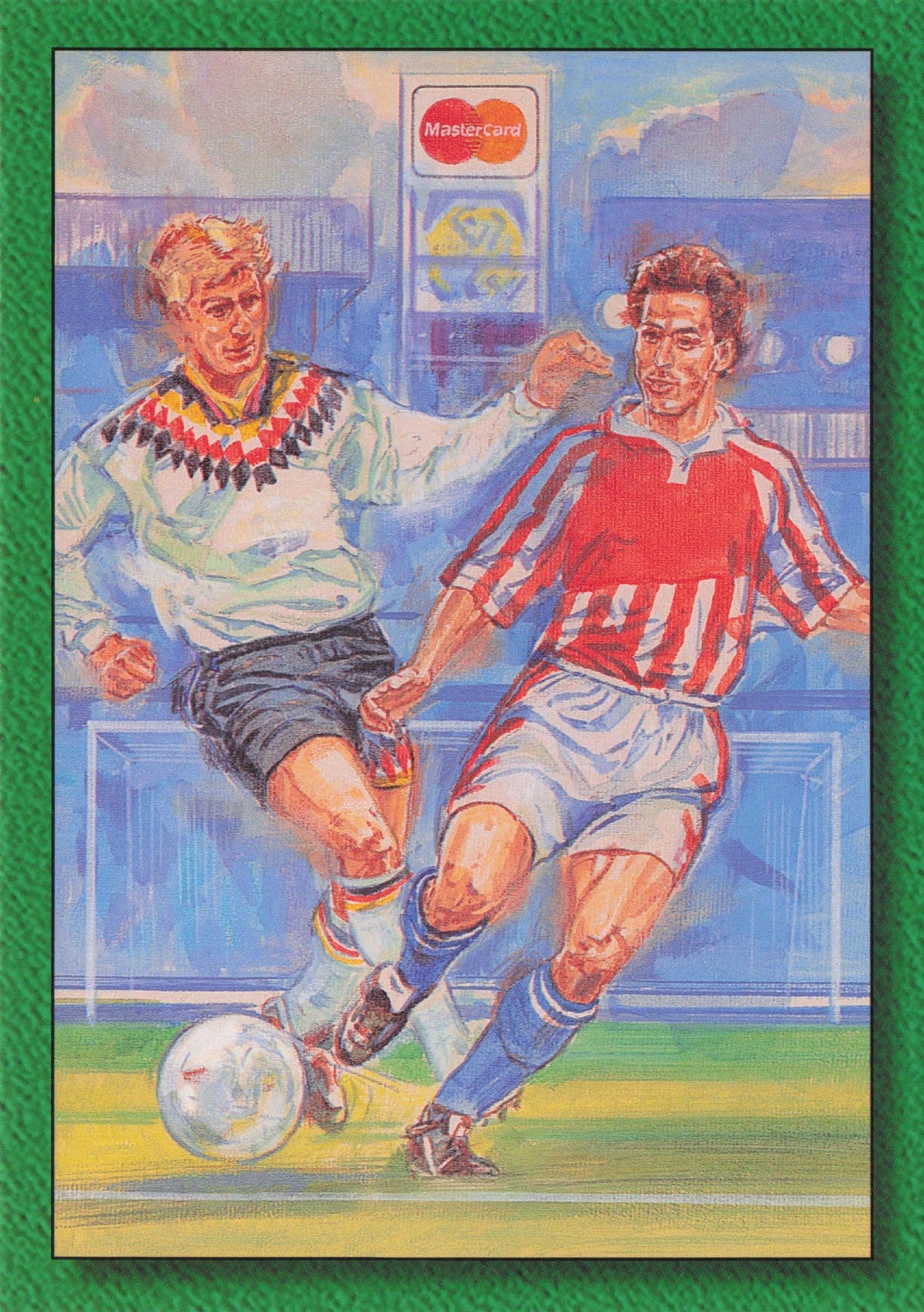 Germany vs Czech Republic 1996 European Football Championships Painting Postcard