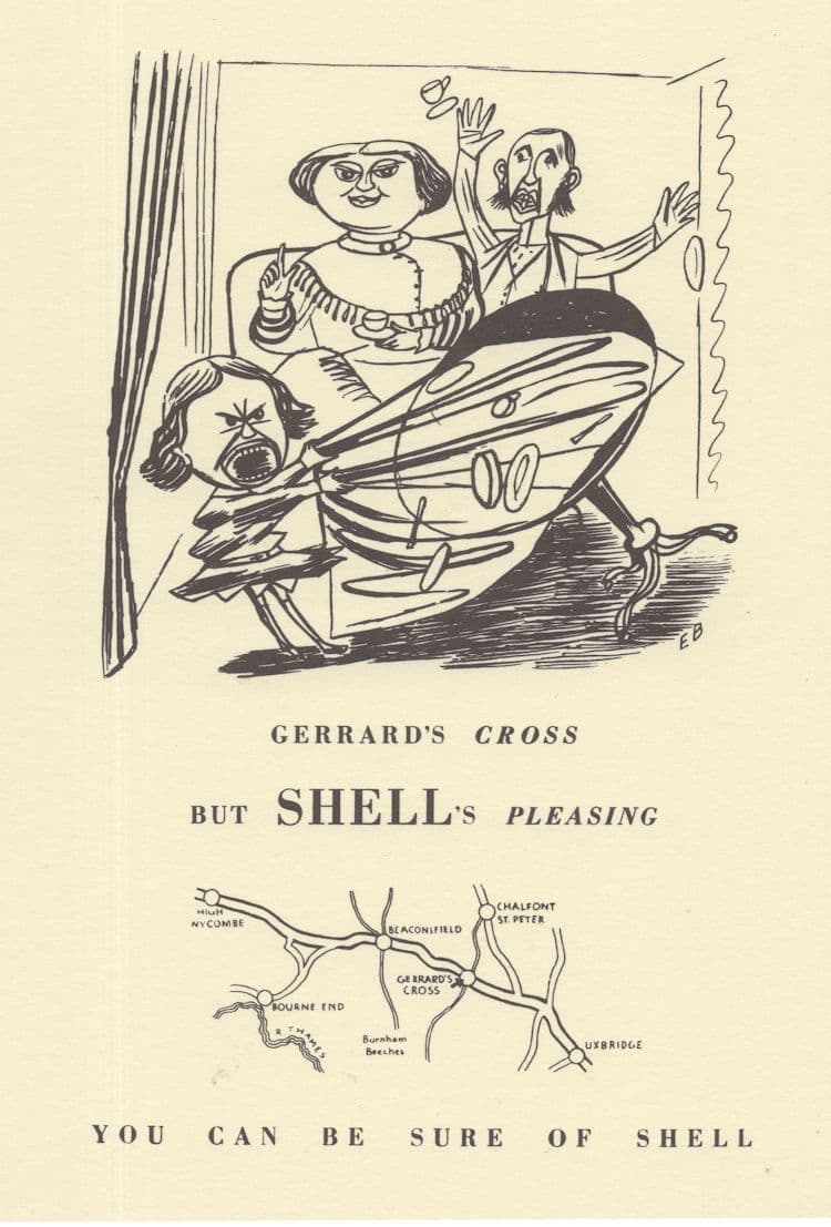 Gerrards Cross Buckinghamshire Boat Shell Map Comic Postcard