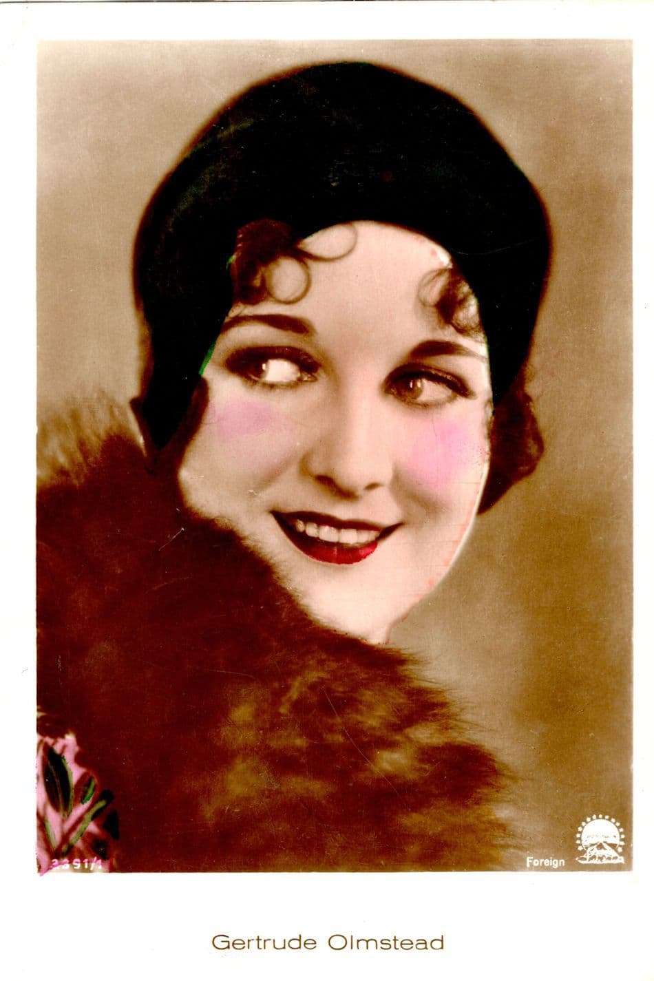 Gertrude Olmstead Film Actress Hand Coloured Tinted Real Photo Postcard