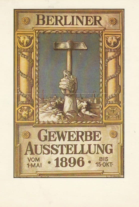 Gewerbe Ausstellung 1896 Ludwig Sutterlin Berlin Planet Poster German Postcard