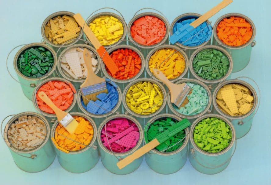 Giant Display Of Cans Of Builders Paint Childrens Lego Display Postcard