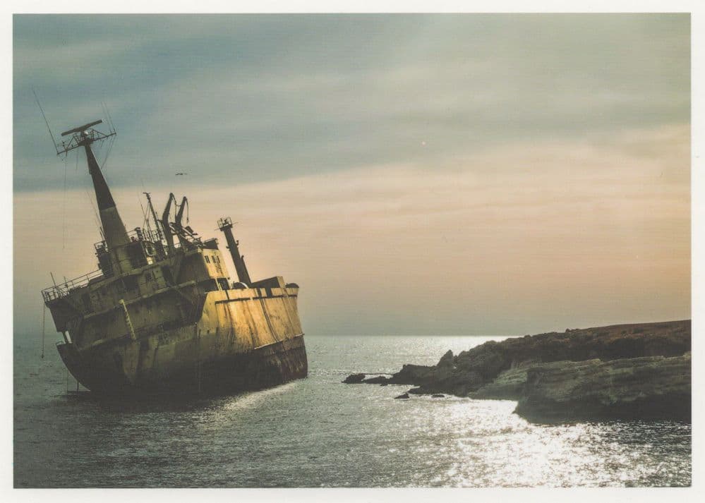 Giant German Ship Near Sinking Shipwreck Near Rescue Postcard