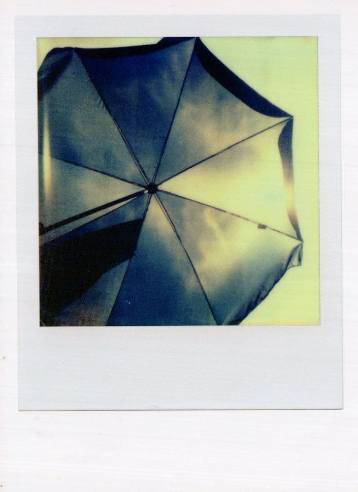 Giant Old Blue Umbrella Parasol Award Analog Photo Postcard