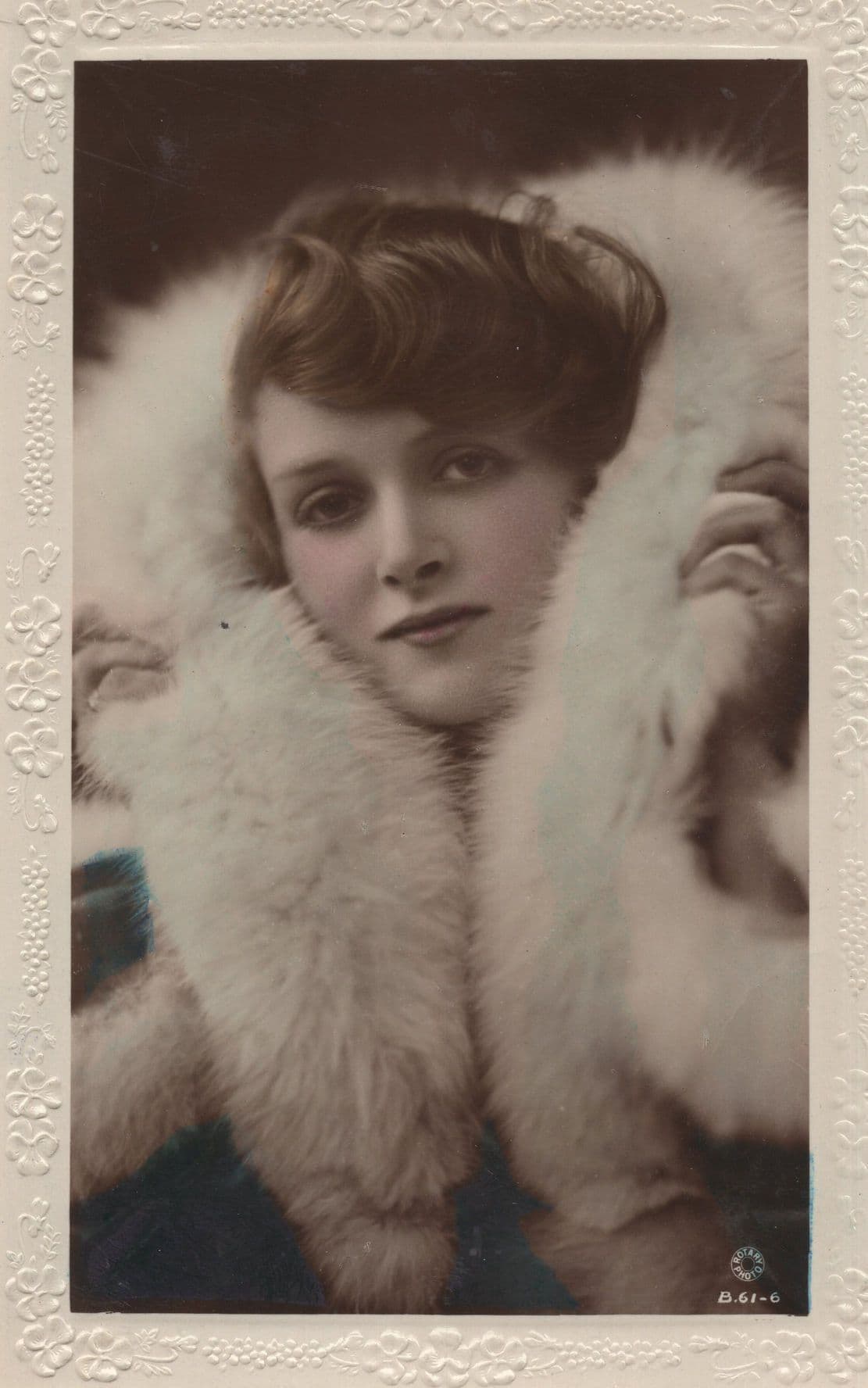Giant Old Fur Coat Hand Painted Real Photograph Beauty Postcard