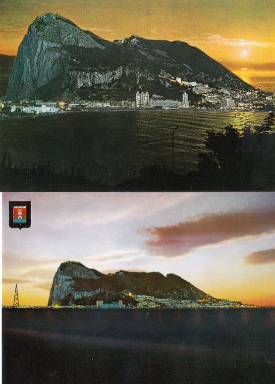 Gibraltar Harbour Sunset 2x Postcard s