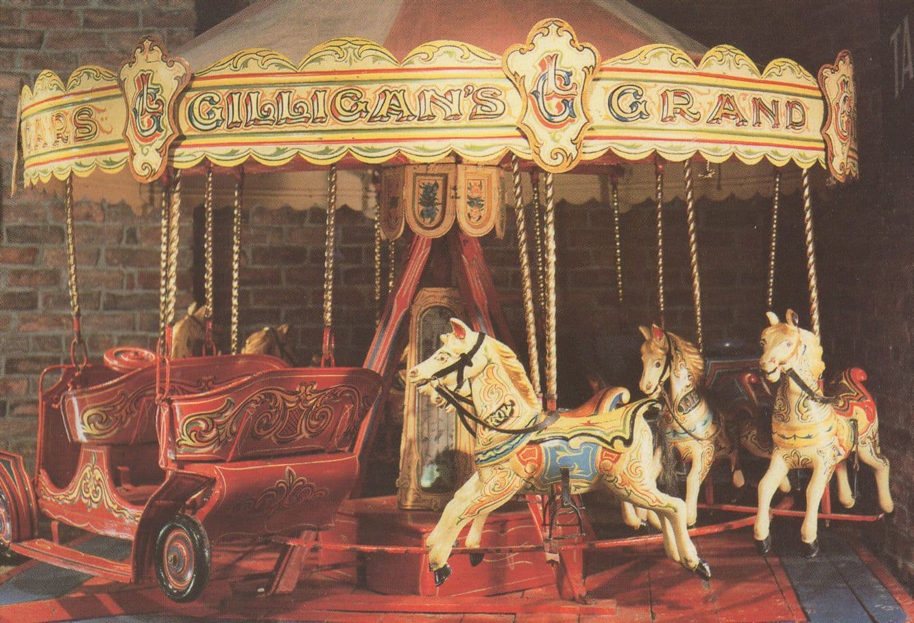 Gilligans Roundabout Fair York Museum Galloping Ponies Postcard