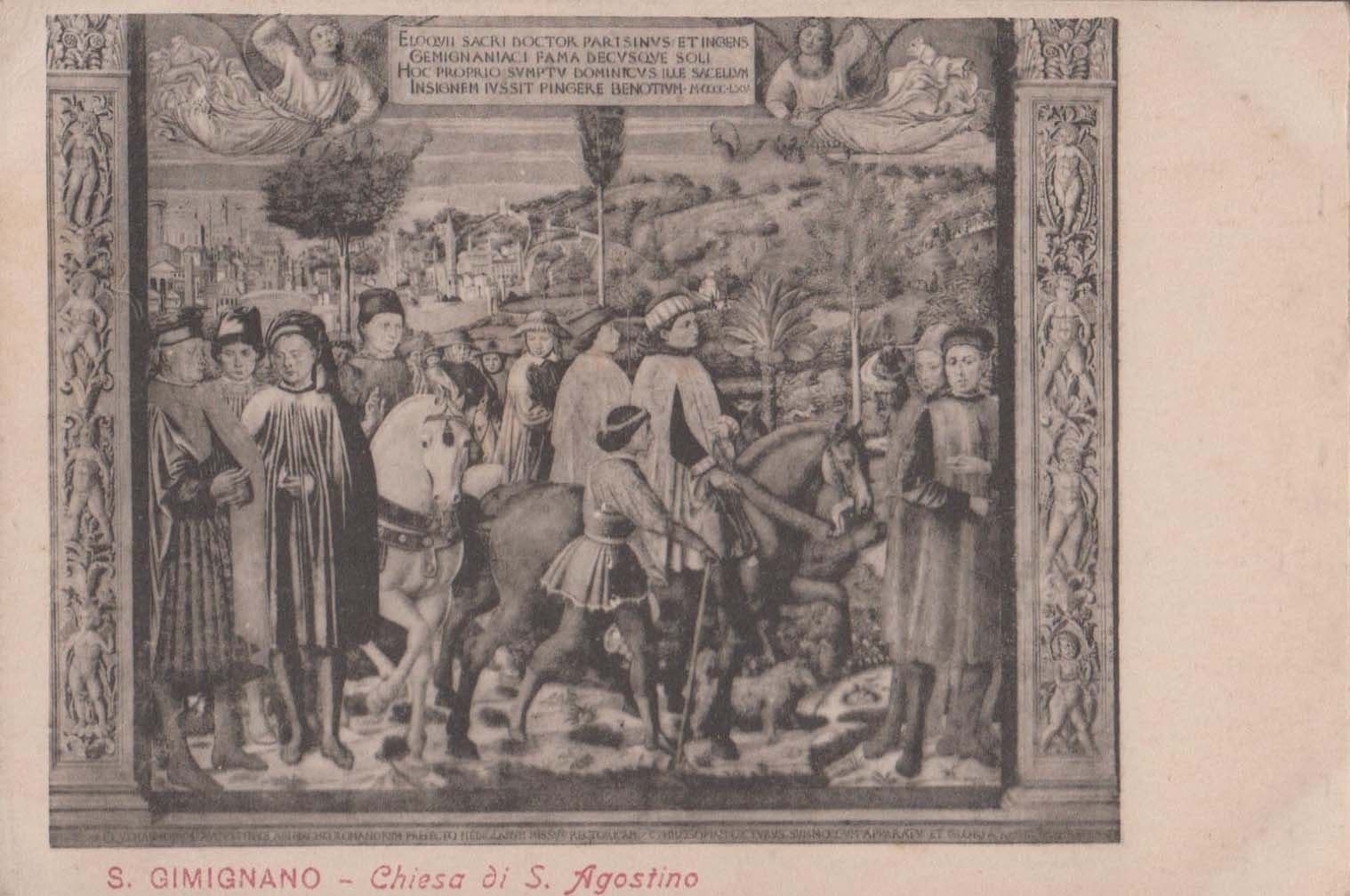 Gimignano Chiesa Di Saint St Agostino Italian Antique Rare Painting Postcard