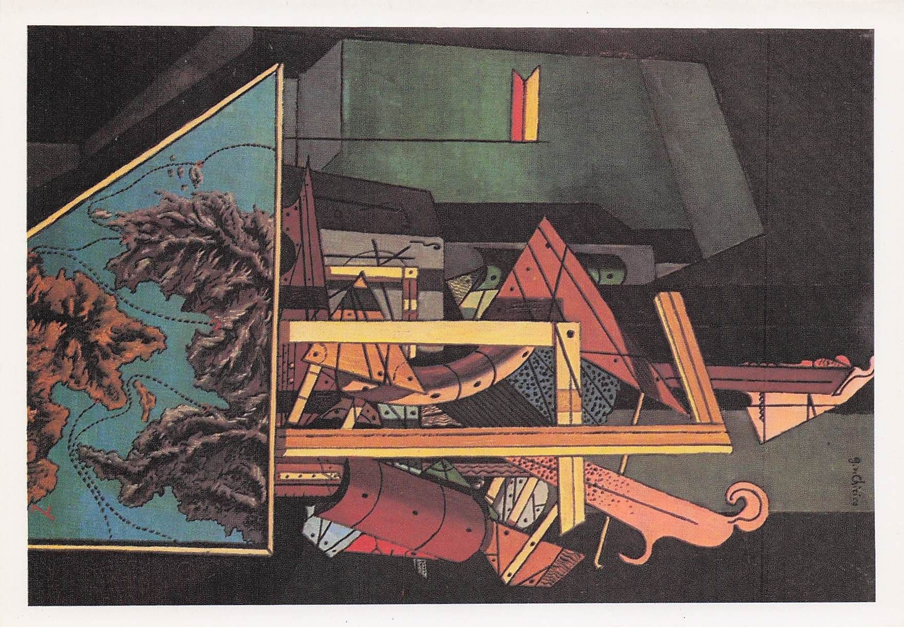 Giorgio De Chirico The Melancholy Of Departure Rare Painting Postcard