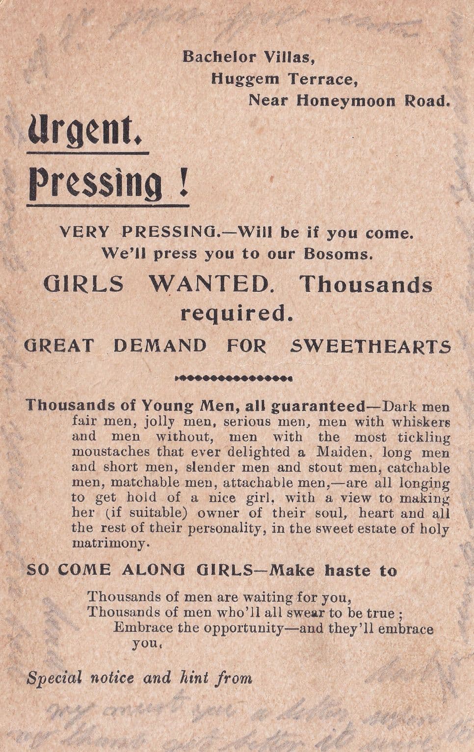 Girls Find Romance Meet A Husband Antique Dating Postcard