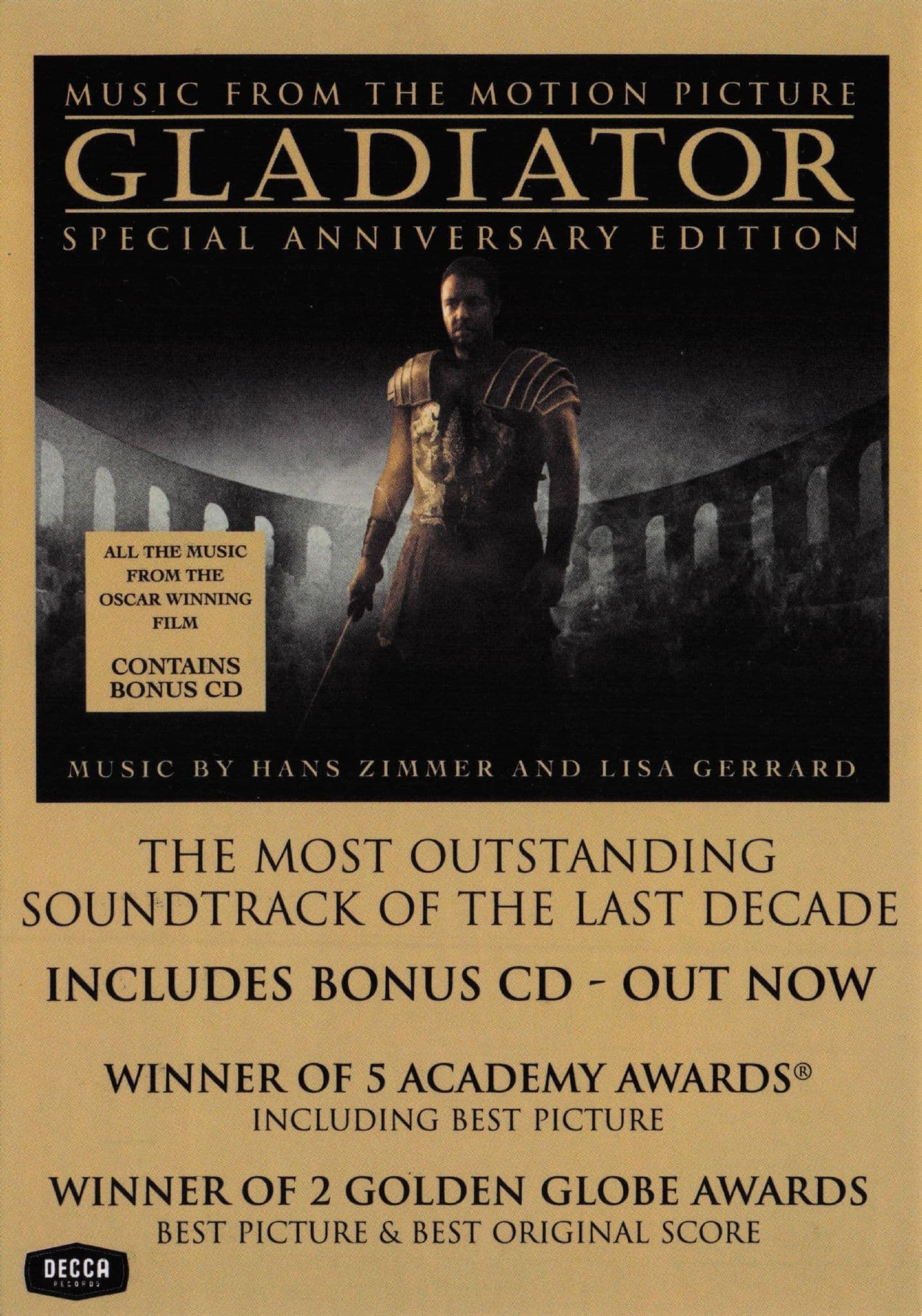 Gladiator Film Soundtrack CD Launch Advertising Postcard
