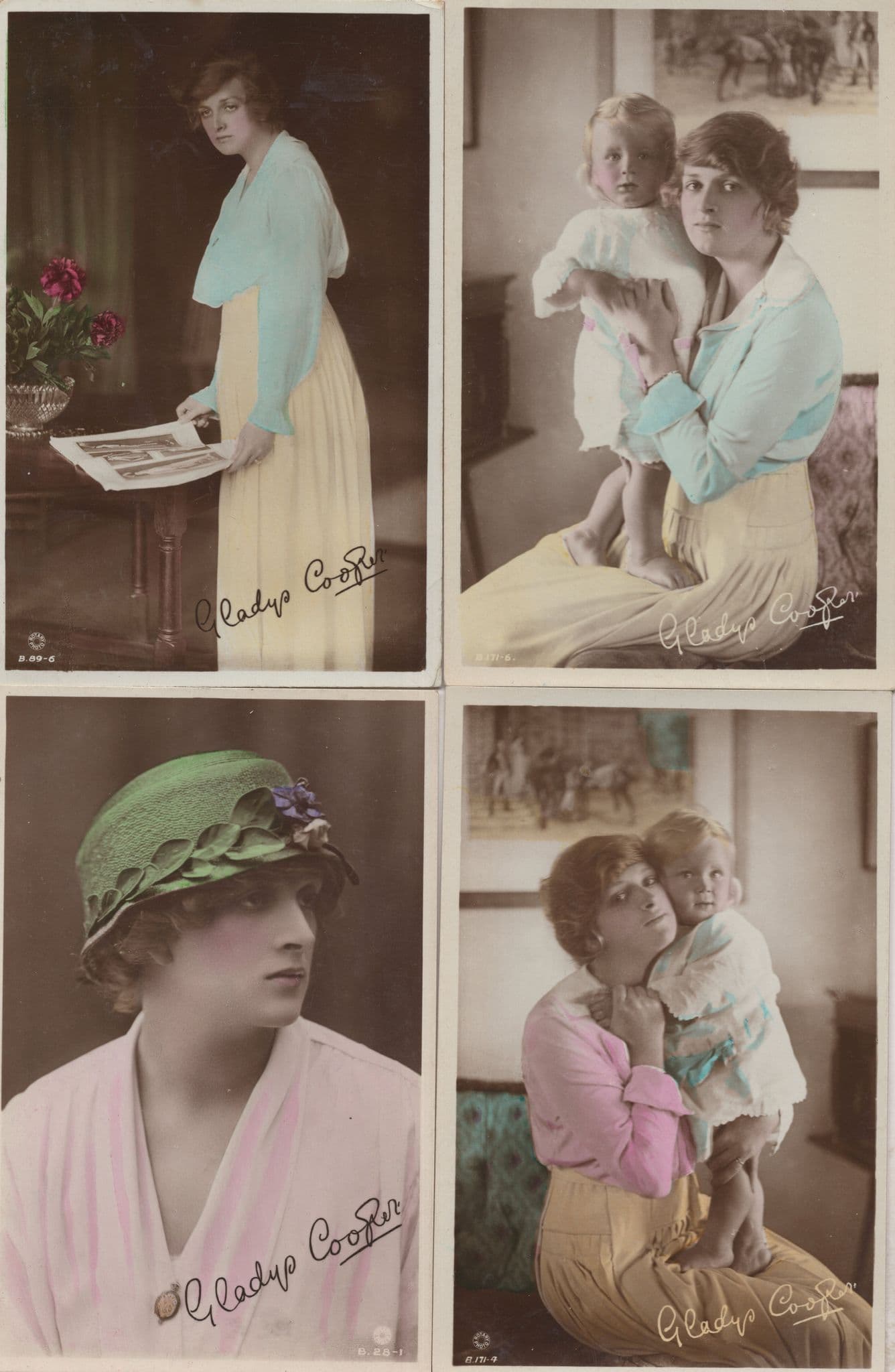 Gladys Cooper 4x Antique Actress Hand Painted Rotary Postcard s