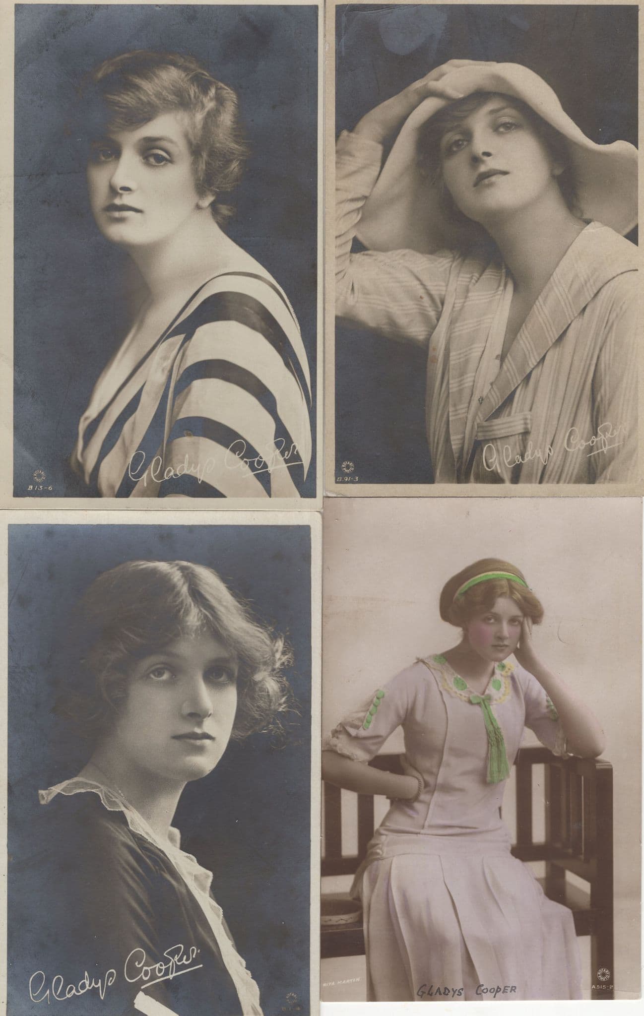 Gladys Cooper 4x Antique Rotary Old Postcard s