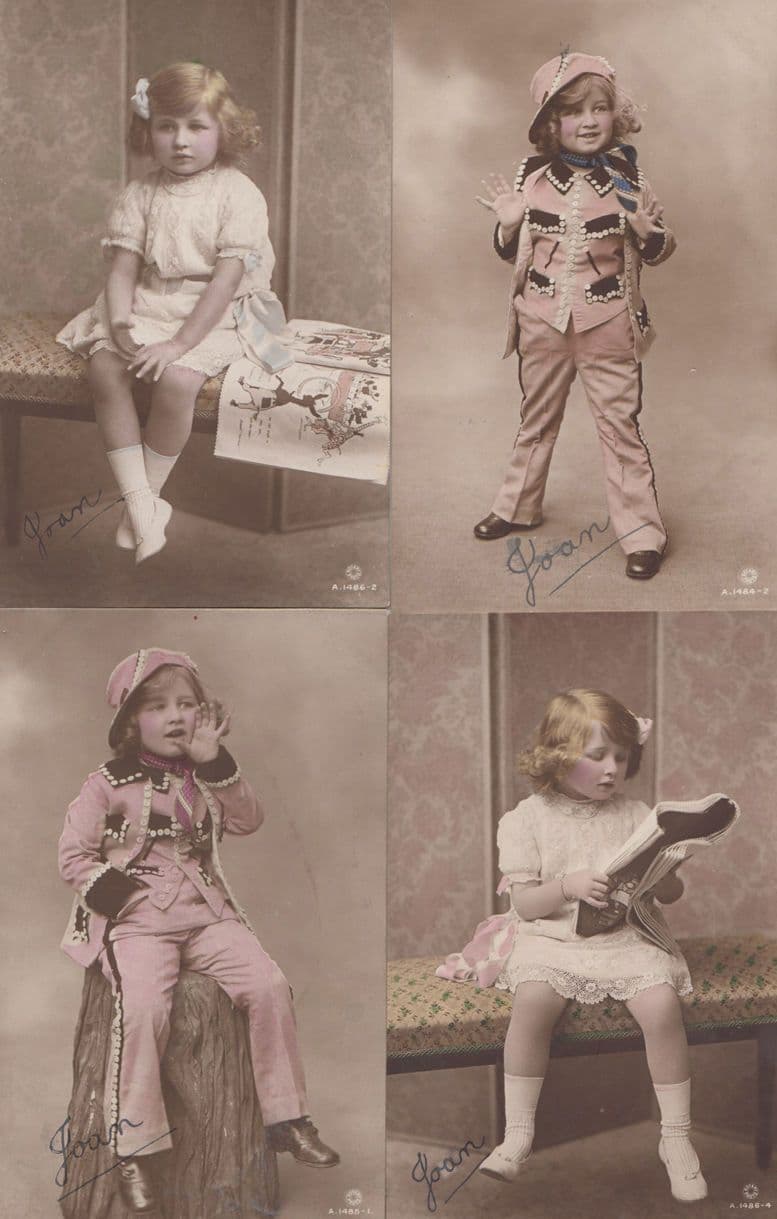 Gladys Cooper & Daughter Child Film Star Joan 4x Signed Antique Postcard s