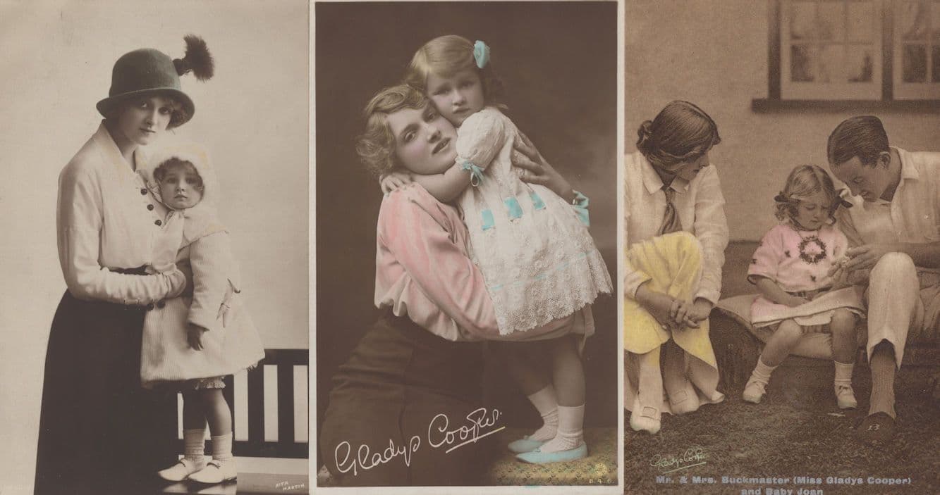 Gladys Cooper Dog & Children 3x Real Photo Old Postcard s