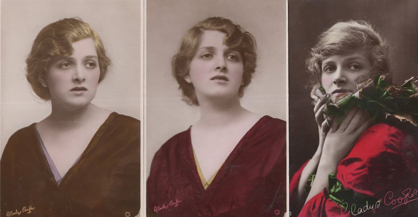 Gladys Cooper In Velvet Red Dresses 3x RPC Postcard s