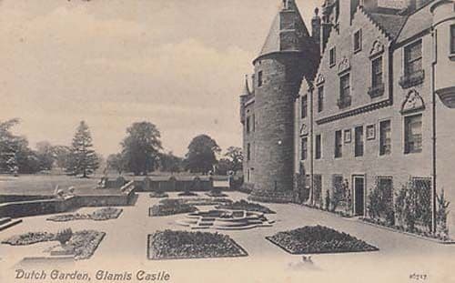 Glamis Castle Dutch Gardens Garden Scotland Antique Postcard