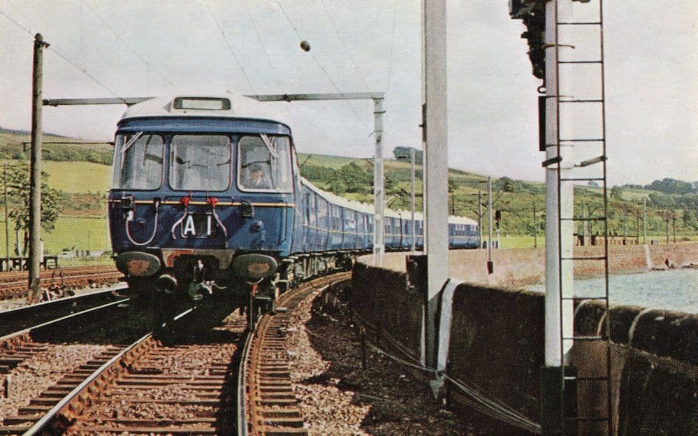 Glasgow Suburban Blue Train at Craigendoran Station Railway Postcard