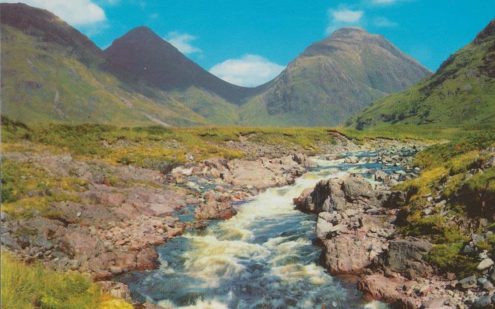 Glen Etive Mint Rough Sea Panoramic 1970s Postcard