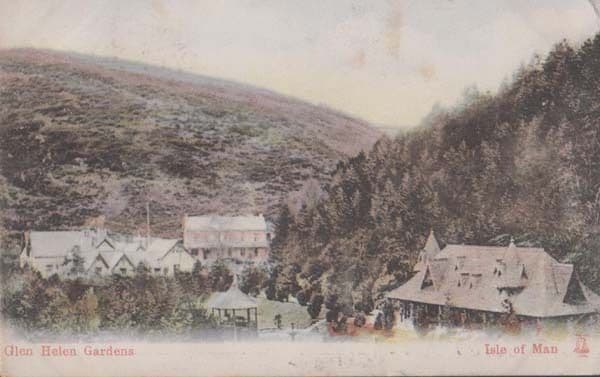 Glen Helen Gardens Isle Of Man 1905 Antique Aerial Postcard