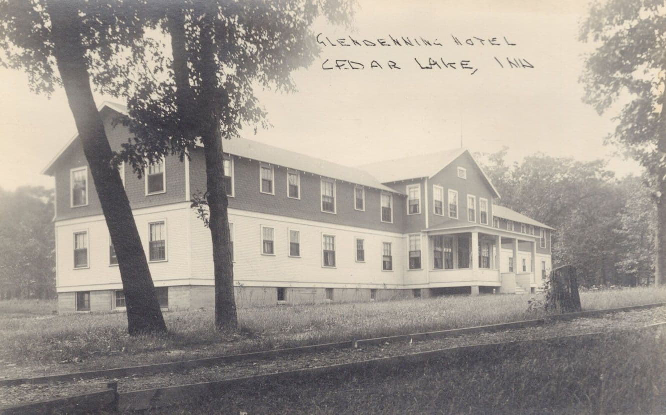 Glendenning Hotel Cedar Lake Indiana USA Old Real Photo Postcard