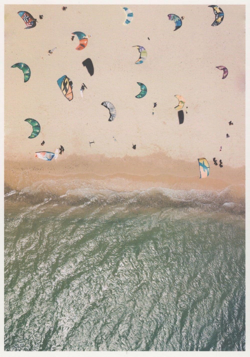 Glider Planes Parachutes As Beach Sunblinds Spectacular Aerial Postcard