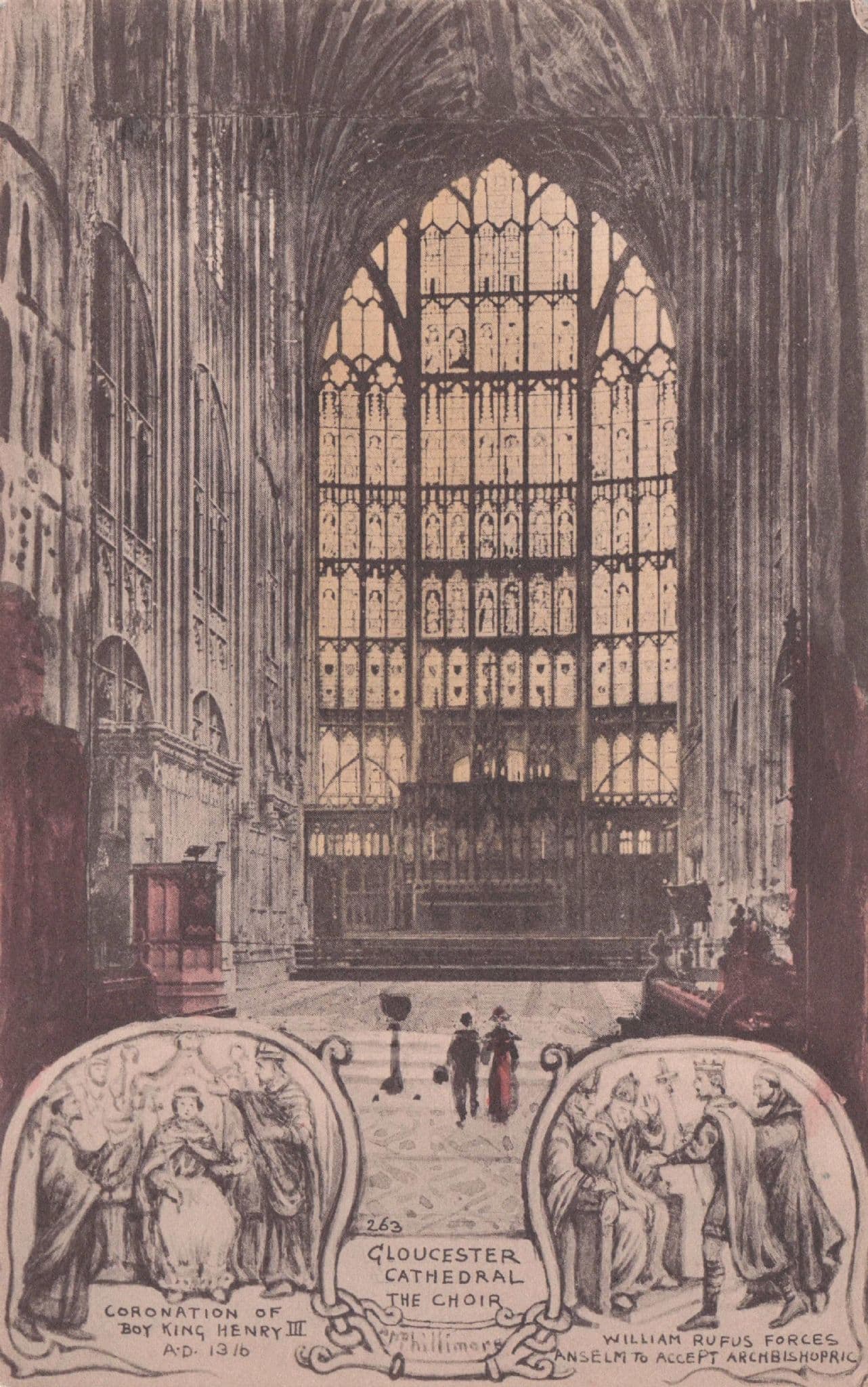 Gloucester Cathedral Choir King Henry III Coronation Phillimore Postcard