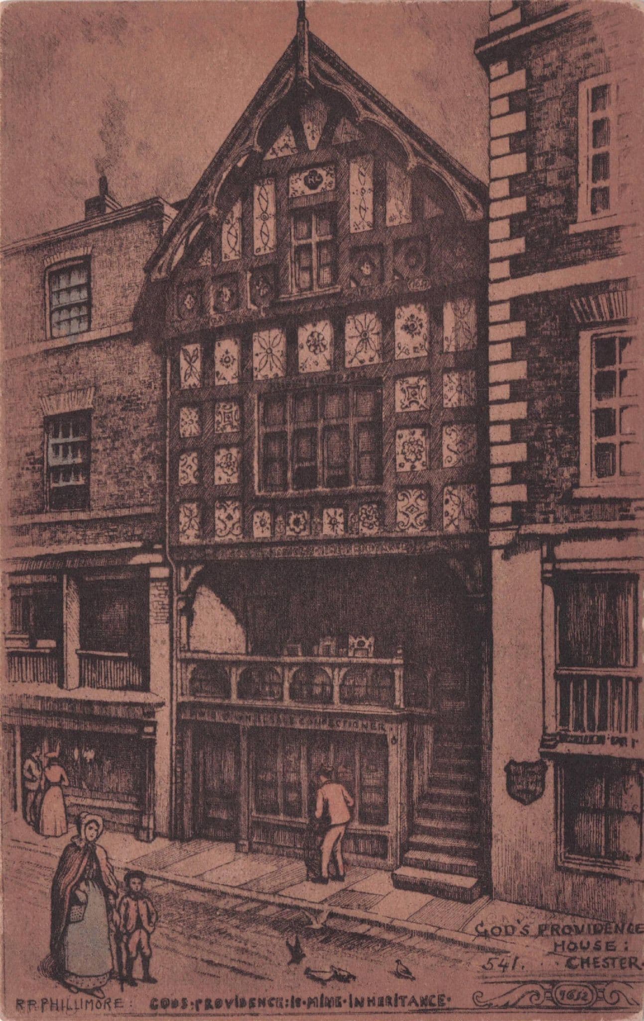 God's Providence House Chester Confectioners Phillimore Old Postcard