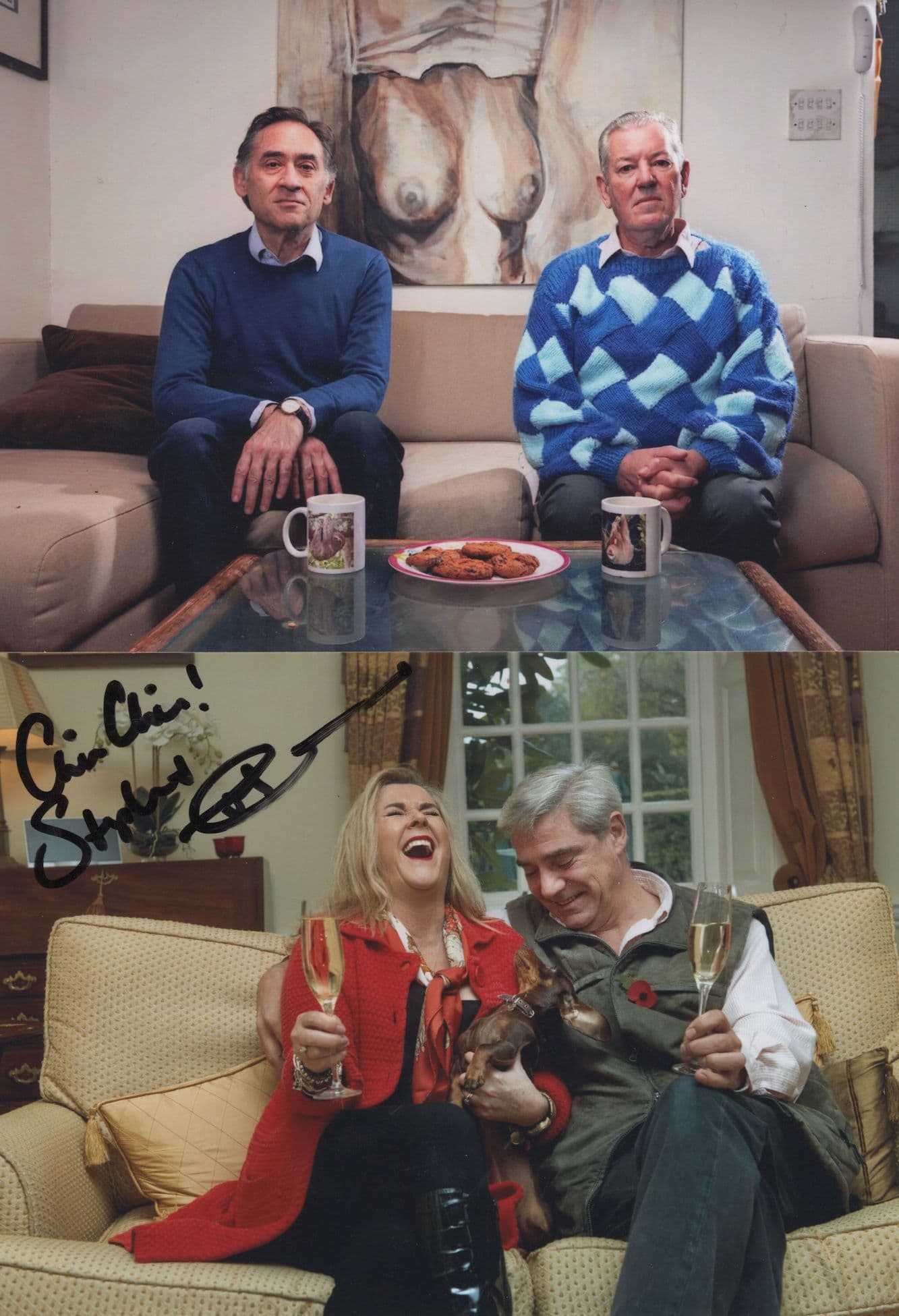 Gogglebox Bill & Joseph Reverse TRIPLE Hand Signed 2x Photo s