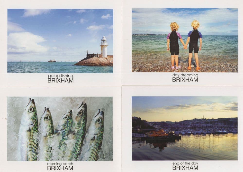 Going Fishing At Brixham Boats Fish 4x Devon Advert Postcard s