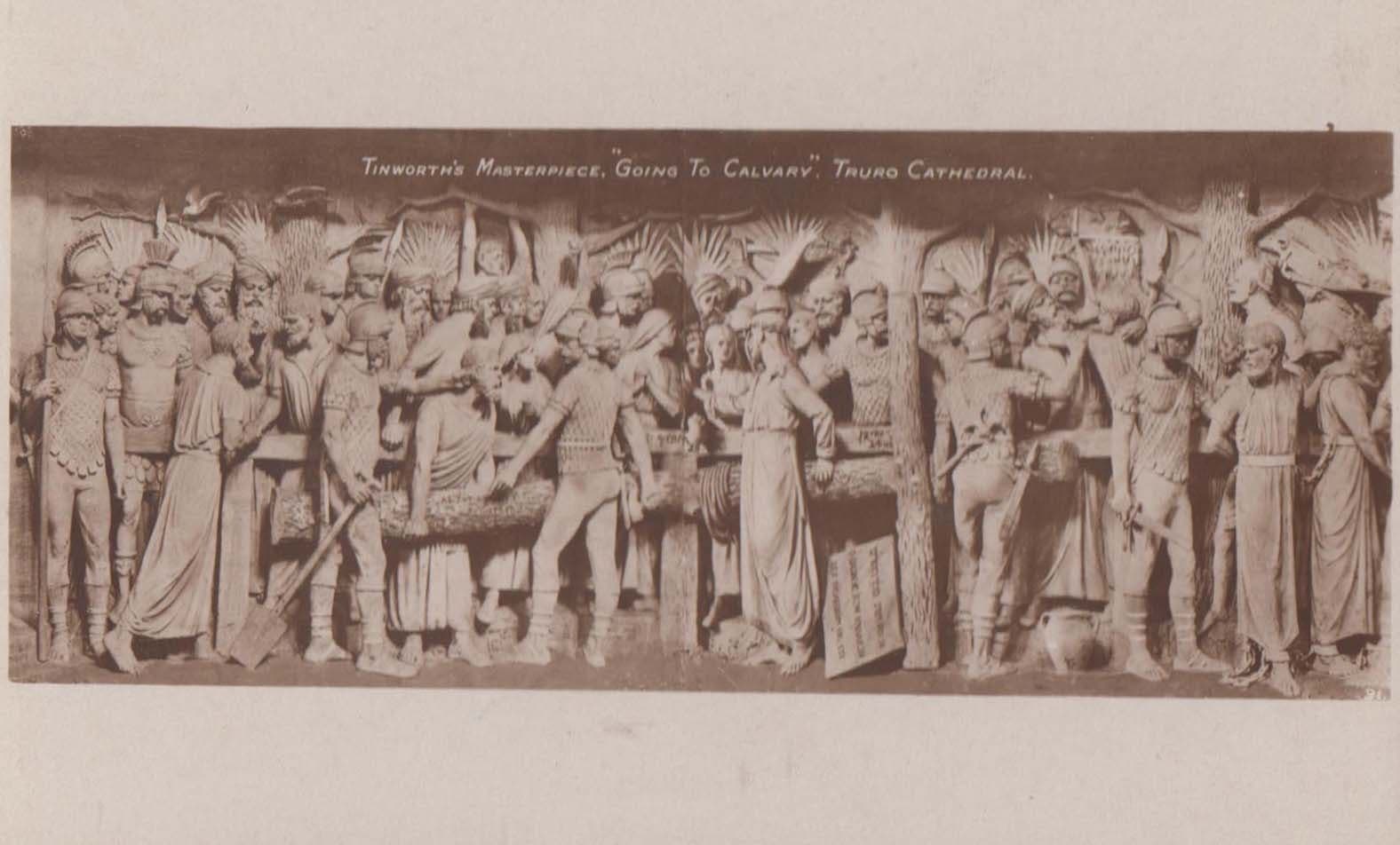 Going To Cavalry Military Mural Truro Cathedral Antique Welsh Sculpture Postcard