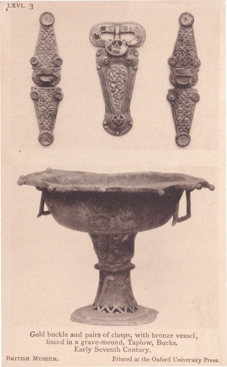 Gold Buckle Clamps Bronze Vessel Taplow Bucks Antique Postcard