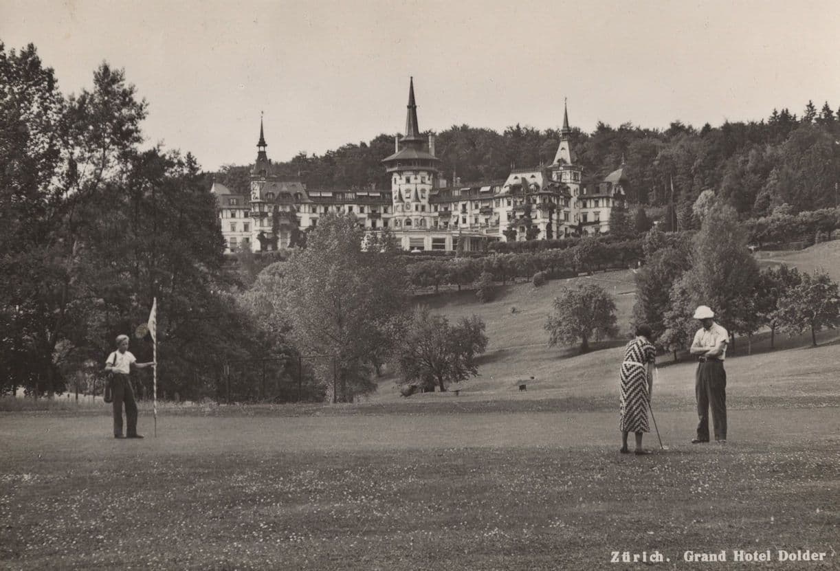 Golf Course Putting Green Dolder Hotel Swiss Lady Golfer Postcard