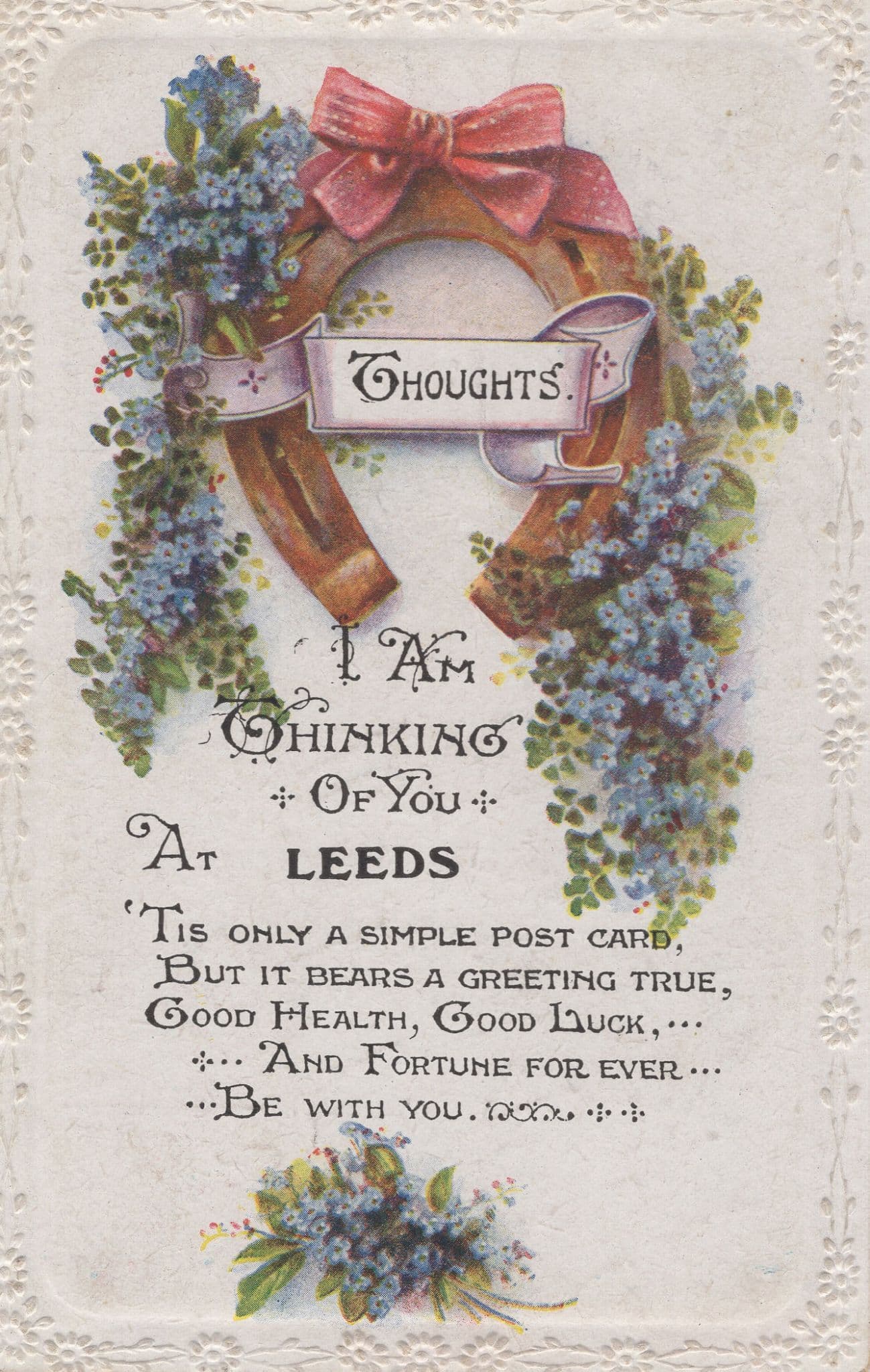 Good Fortune From Leeds Yorkshire Horseshoe Greetings Postcard