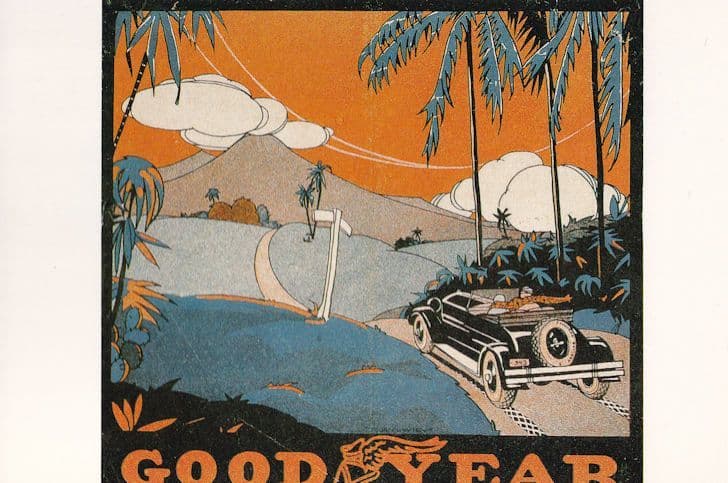 Goodyear Tyres 1927 Poster Advertising Postcard