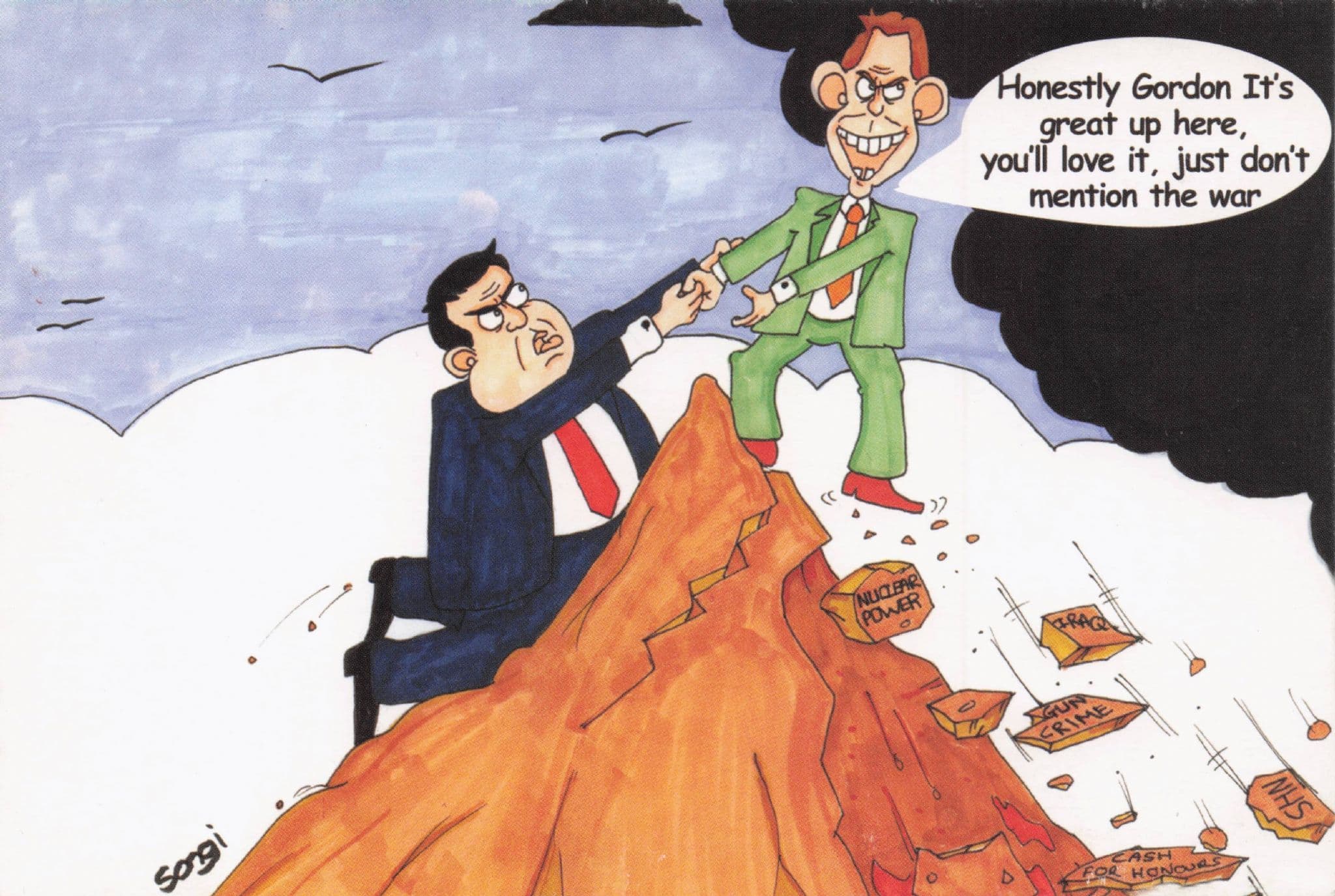 Gordon Brown Neil Kinnock Labour MP Comic Advertising Postcard
