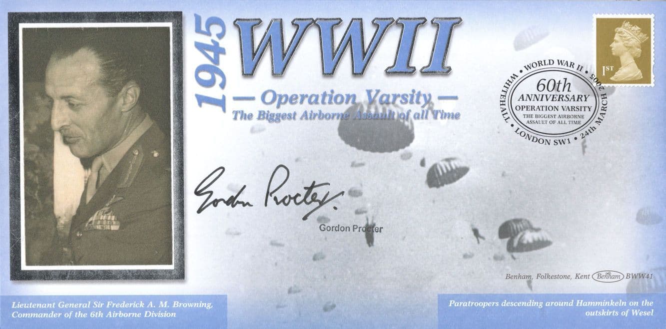 Gordon Proctor of Operation Varsity WW2 Veteran Hand Signed FDC