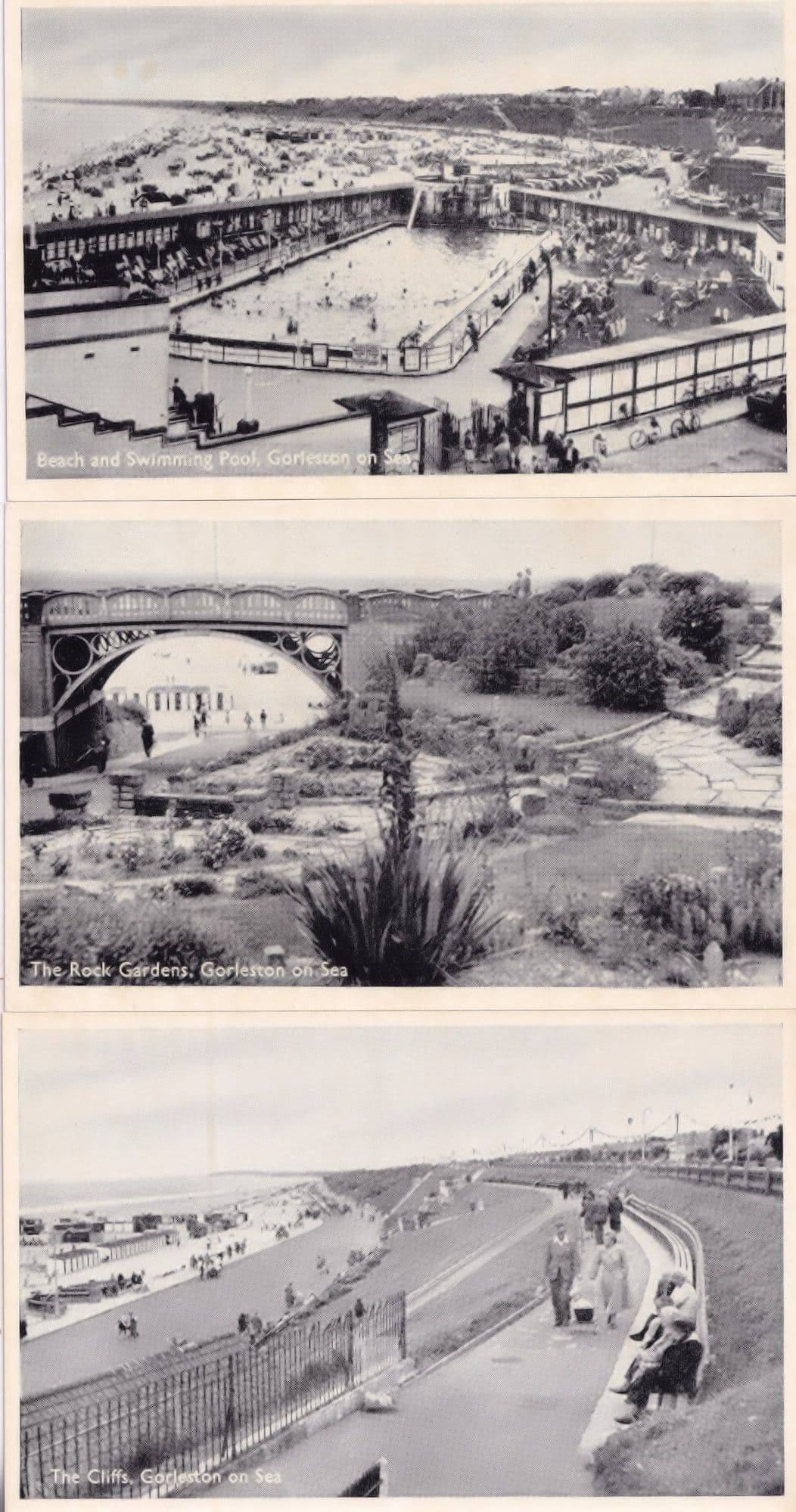 Gorleston On Sea Swimming Pool 3x Vintage RPC Postcard s