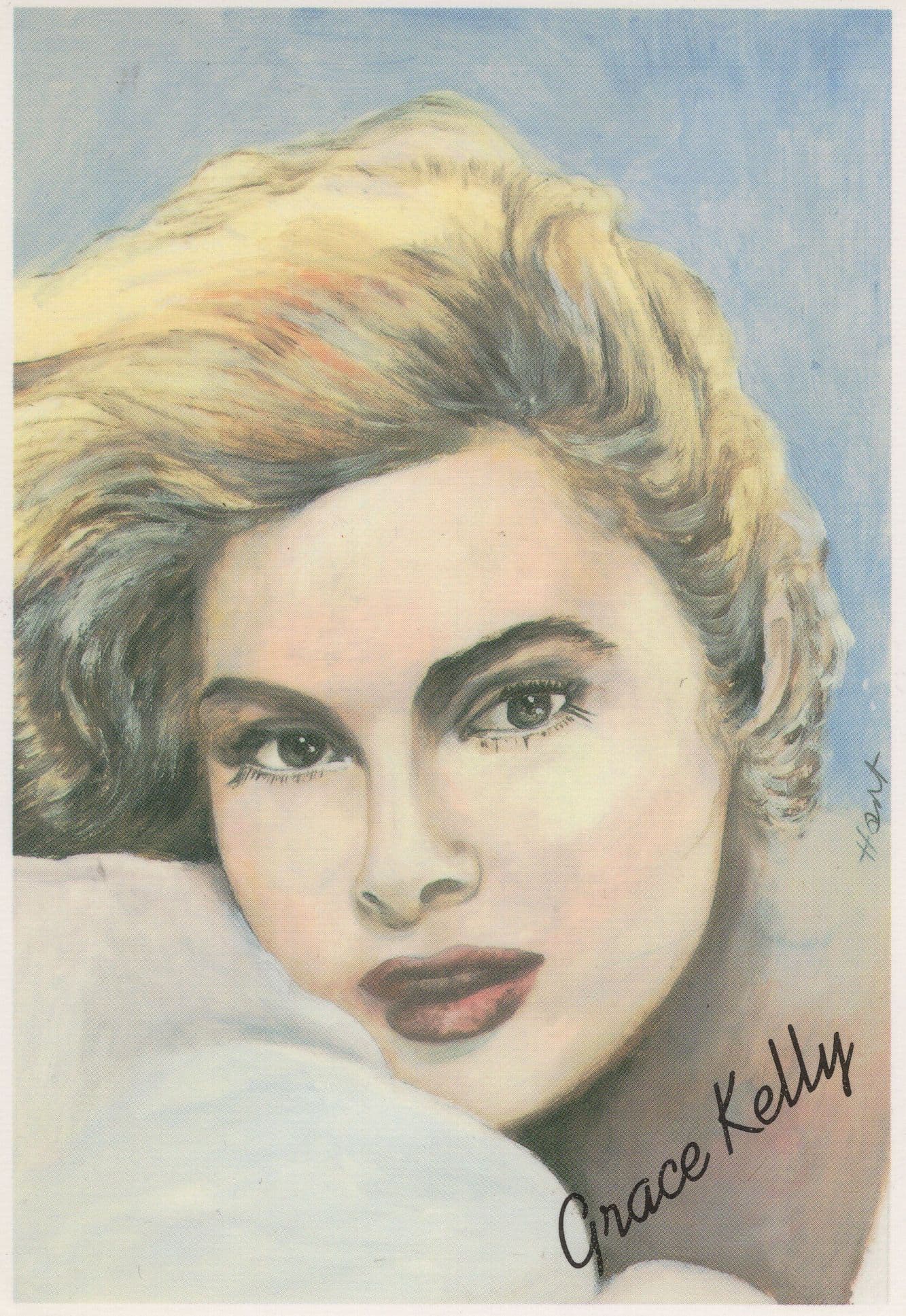 Grace Kelly Film Star Rare Jane Hart Painting Postcard