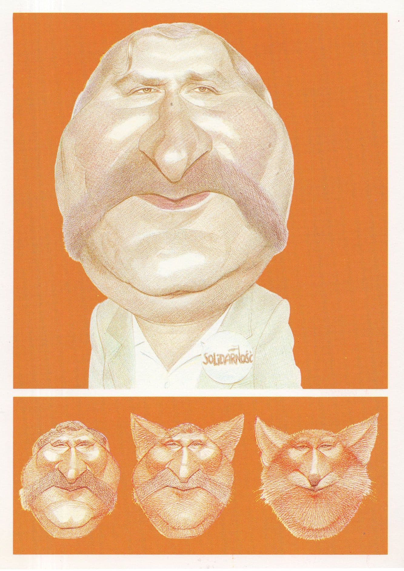 Graham Gooch as Fox 1980s Caricature Art Comic Cricket Postcard