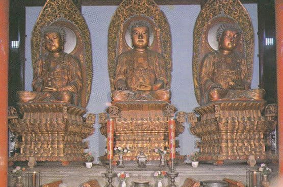 Grand Buddhas in Grand Hall Buddha Shanghai Temple Chinese Postcard