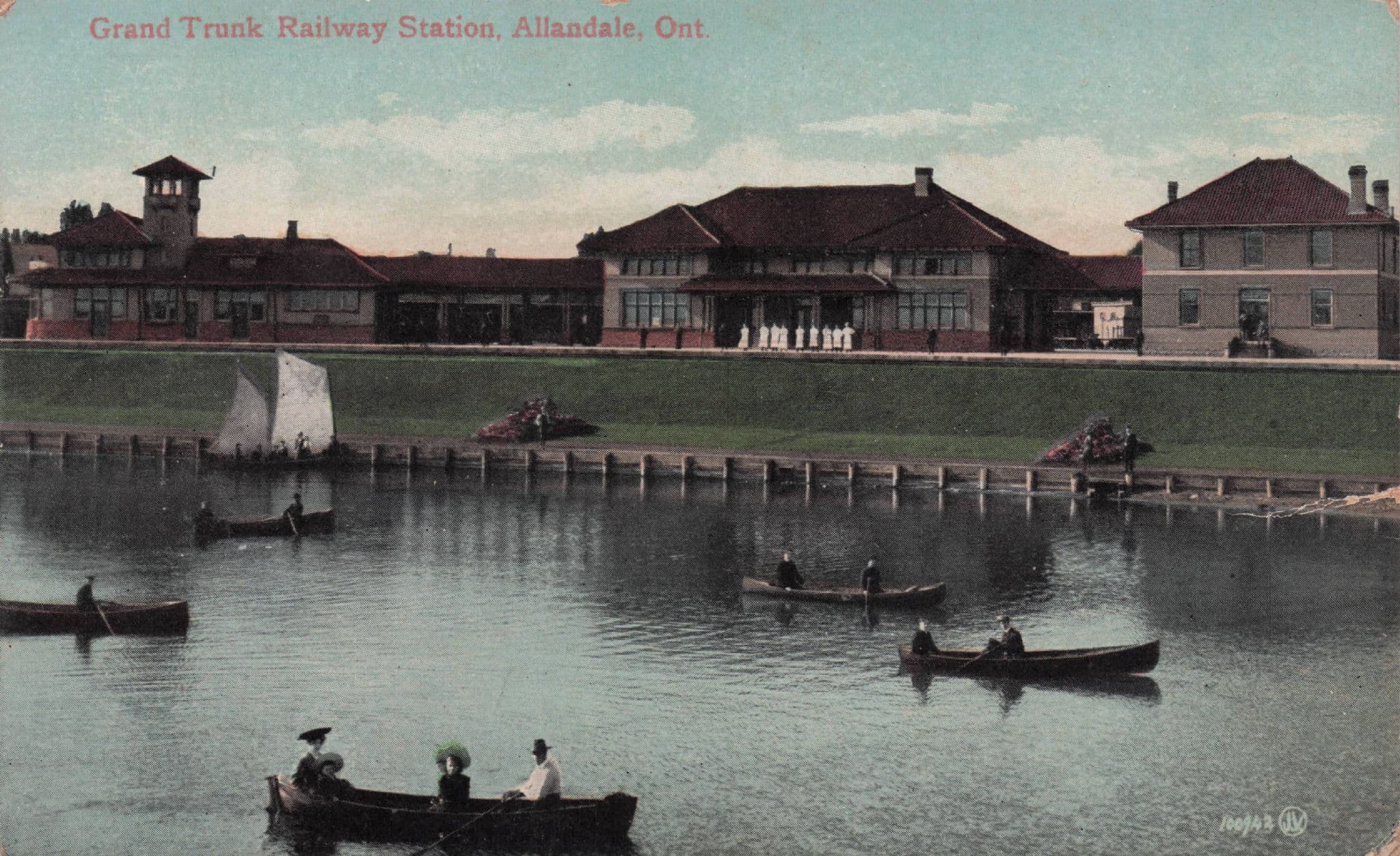 Grand Trunk Railway Station Allandale Canada Old Postcard