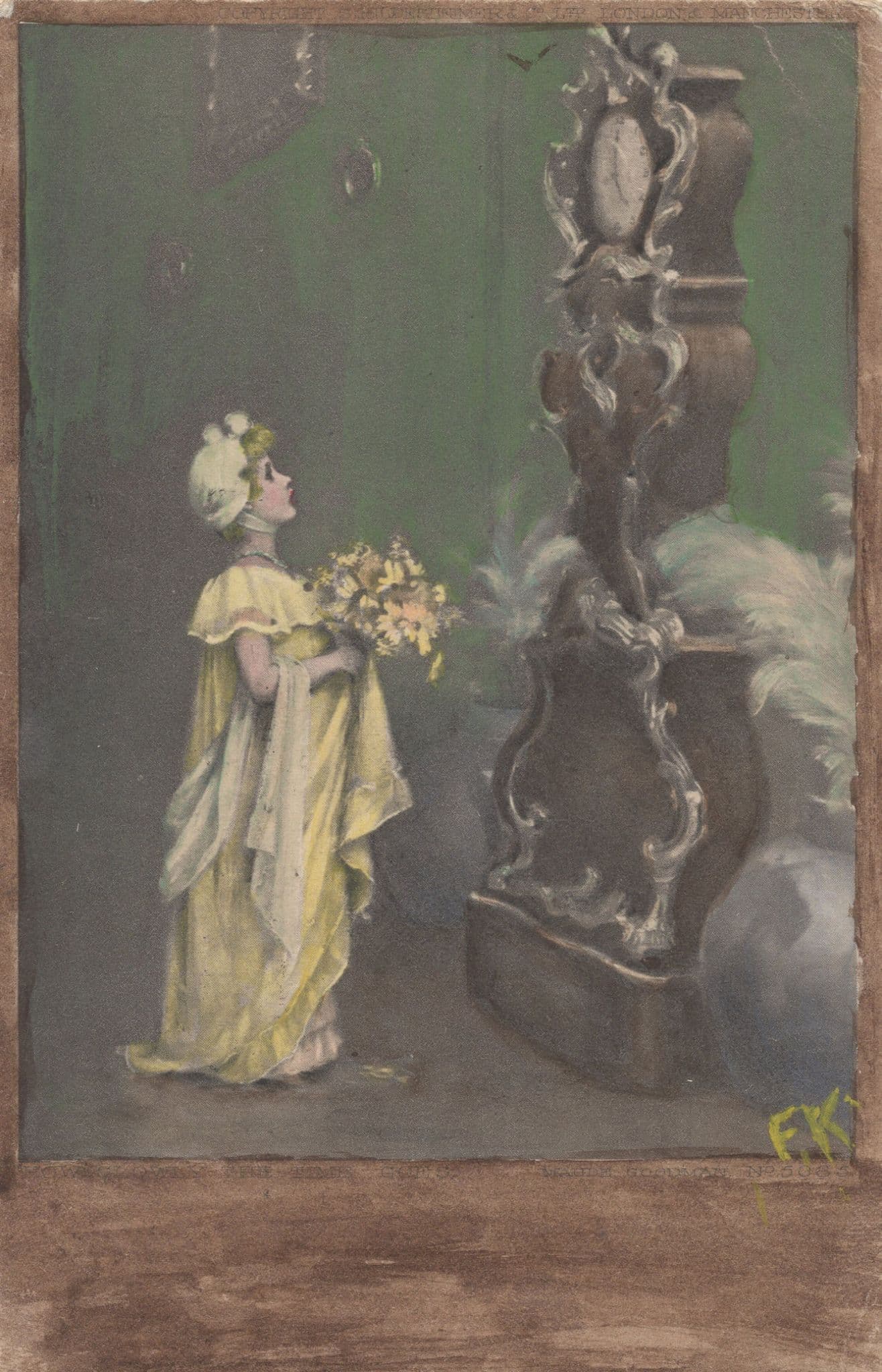 Grandfather Clock Coming To Life Antique Painting Postcard