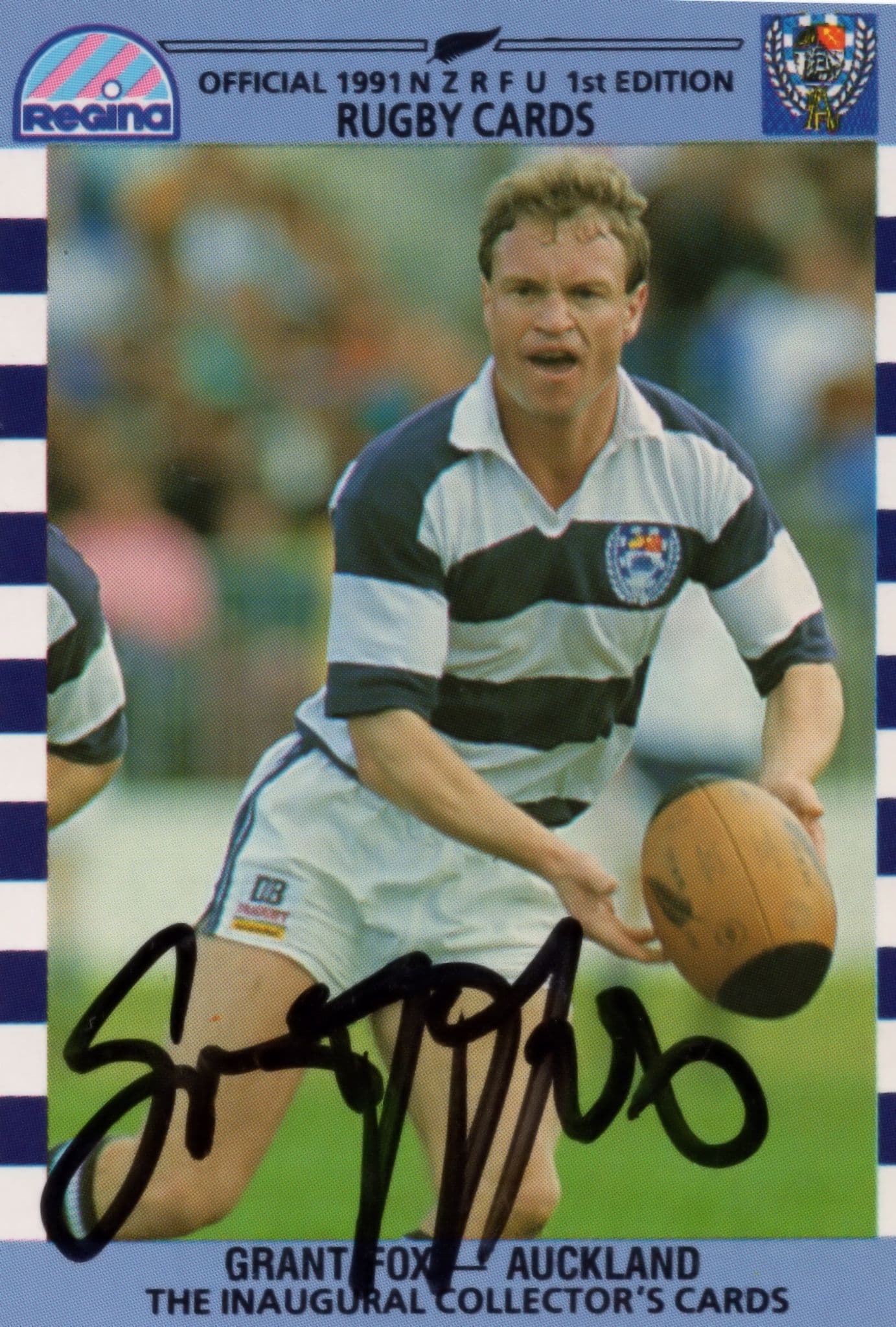 Grant Fox Auckland New Zealand Rugby Hand Signed Rugby Photo