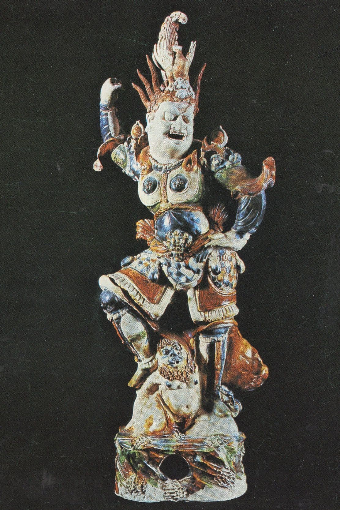 Grave Guardian of Three Coloured Pottery Chinese Statue Postcard