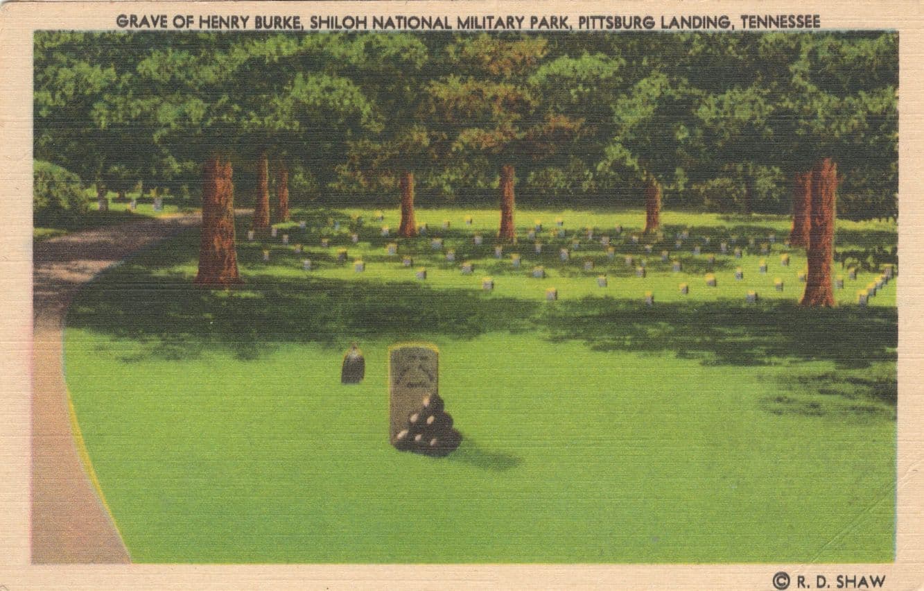 Grave Of Henry Burke Pittsburgh USA Military Linen Old Postcard