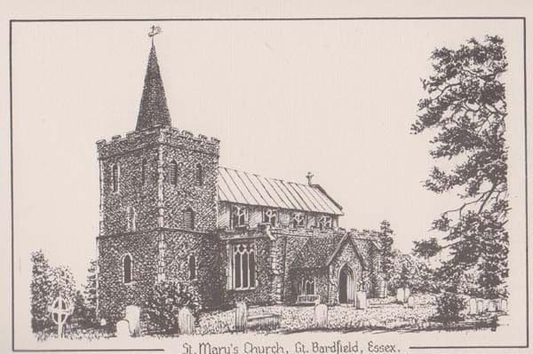Great Bardfield Dunmow Church Essex Painting Postcard
